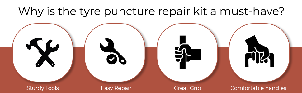 Tubeless Tyre Puncture Repair Kit with Piller and Solution