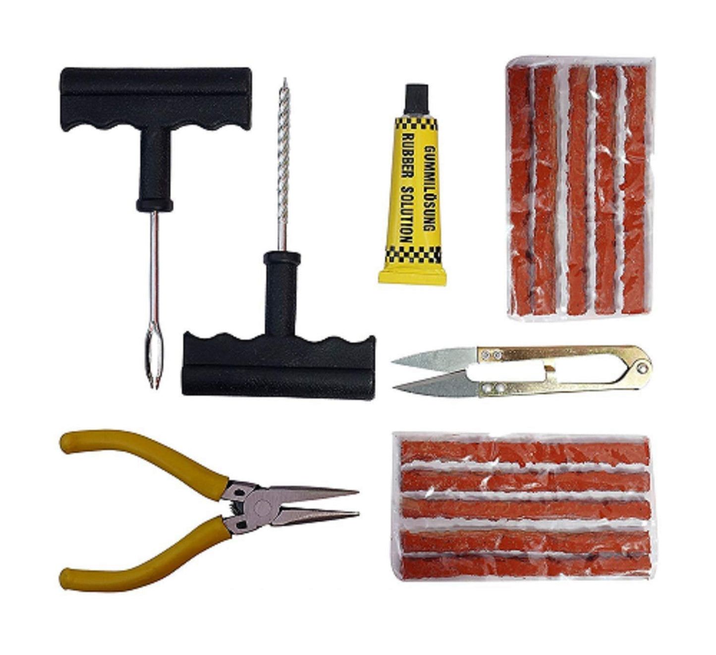 Tubeless Tyre Puncture Repair Kit with Piller and Solution