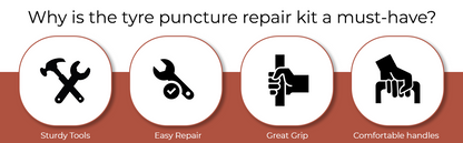 Tubeless Tyre Puncture Repair Kit with Piller and Solution