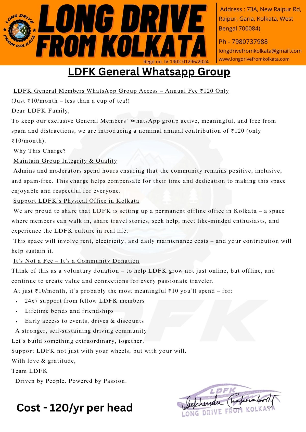 LDFK General Whatsapp group Membership Renewal